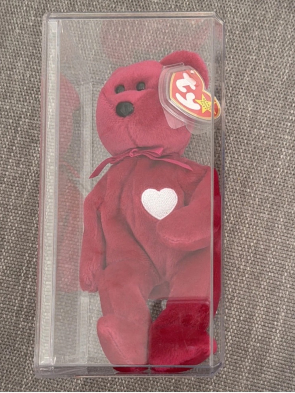 Rare TY Red Bear with White Heart Plush with errors